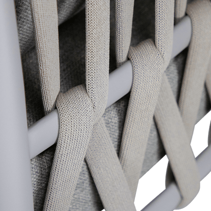 Kirra Armchair in Silk Beige with Smoke Olefin Cushions and Rope