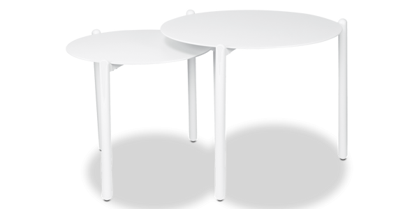 Marbella Outdoor Coffee Table Set of 2 in Arctic White Aluminium