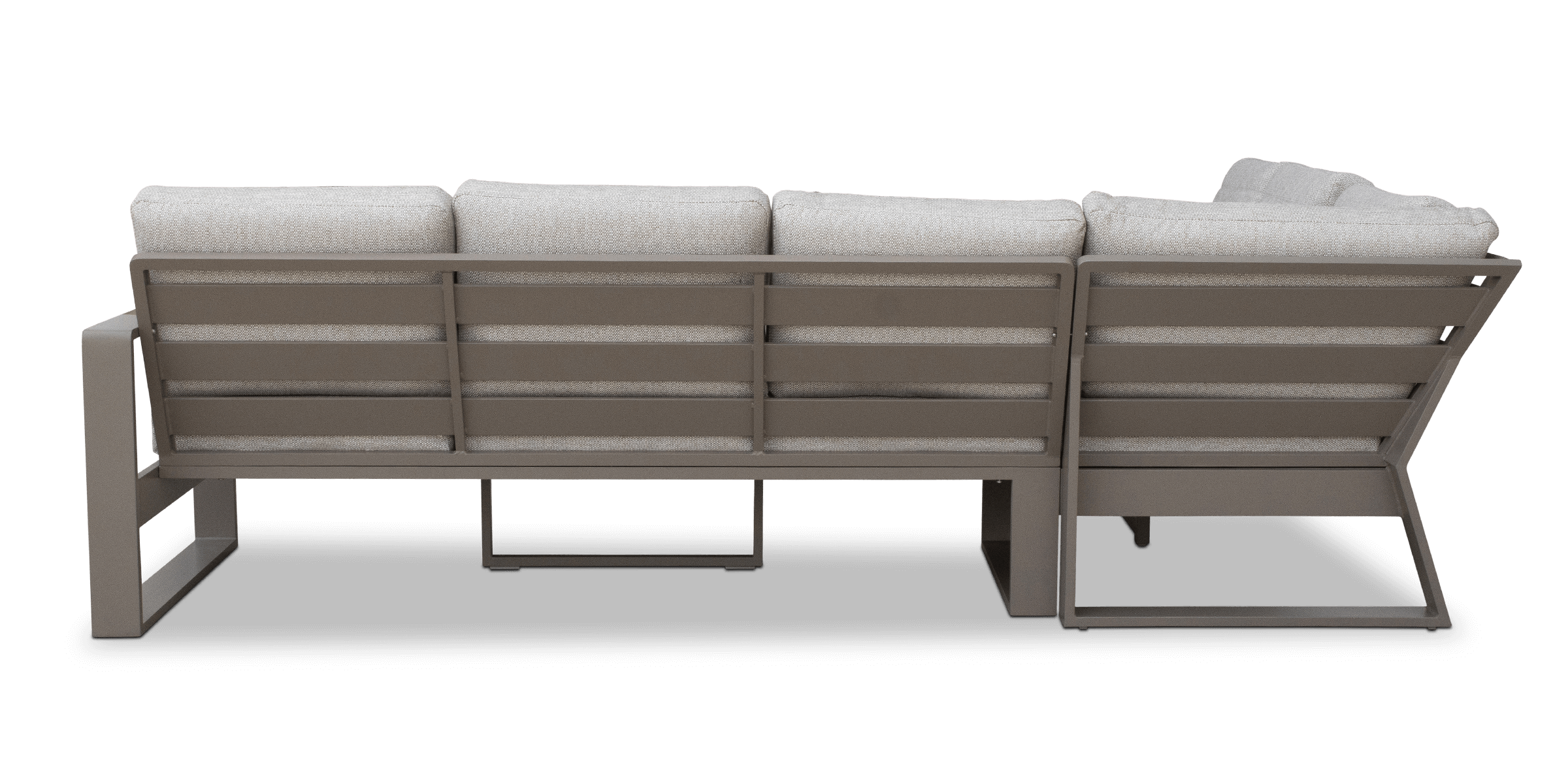 Positano Corner Lounge in Taupe, Polywood Inset with Latte Check Spun Polyester Cushions