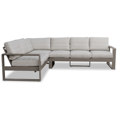 Positano Corner Lounge in Taupe, Polywood Inset with Latte Check Spun Polyester Cushions