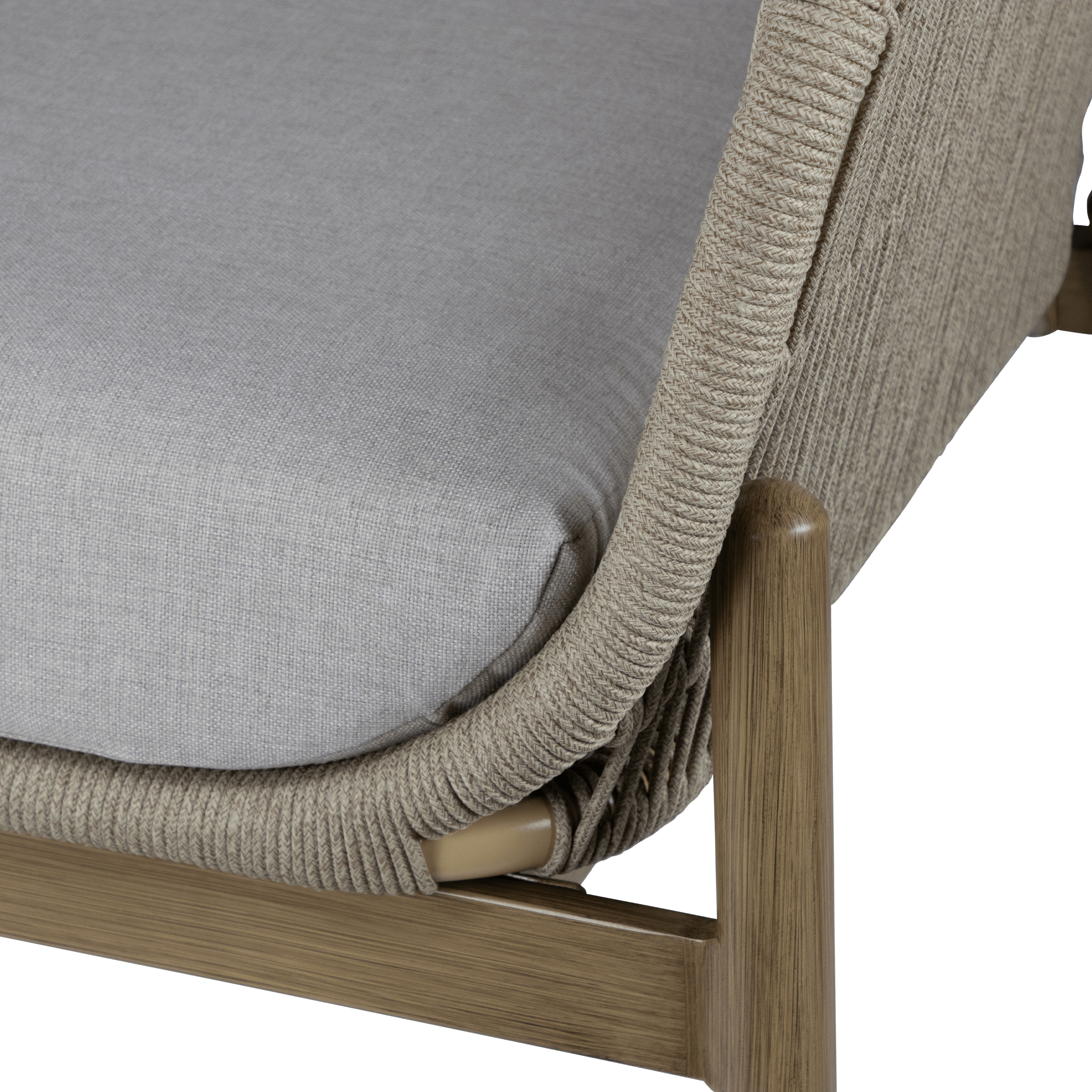 Tahiti 3pc Occasional Set with Eco Olefin Rope, Sahara Sand Spunpoly Cushions and Aluminium Frame