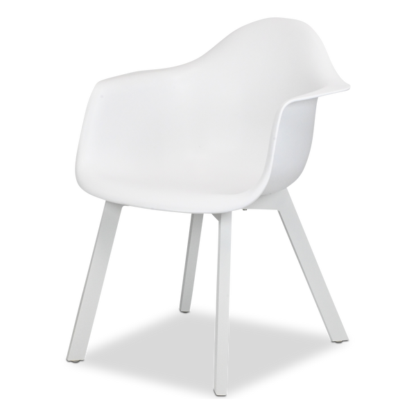 Noosa UV Plastic Outdoor Chair (PP) in Arctic White with Aluminium Legs