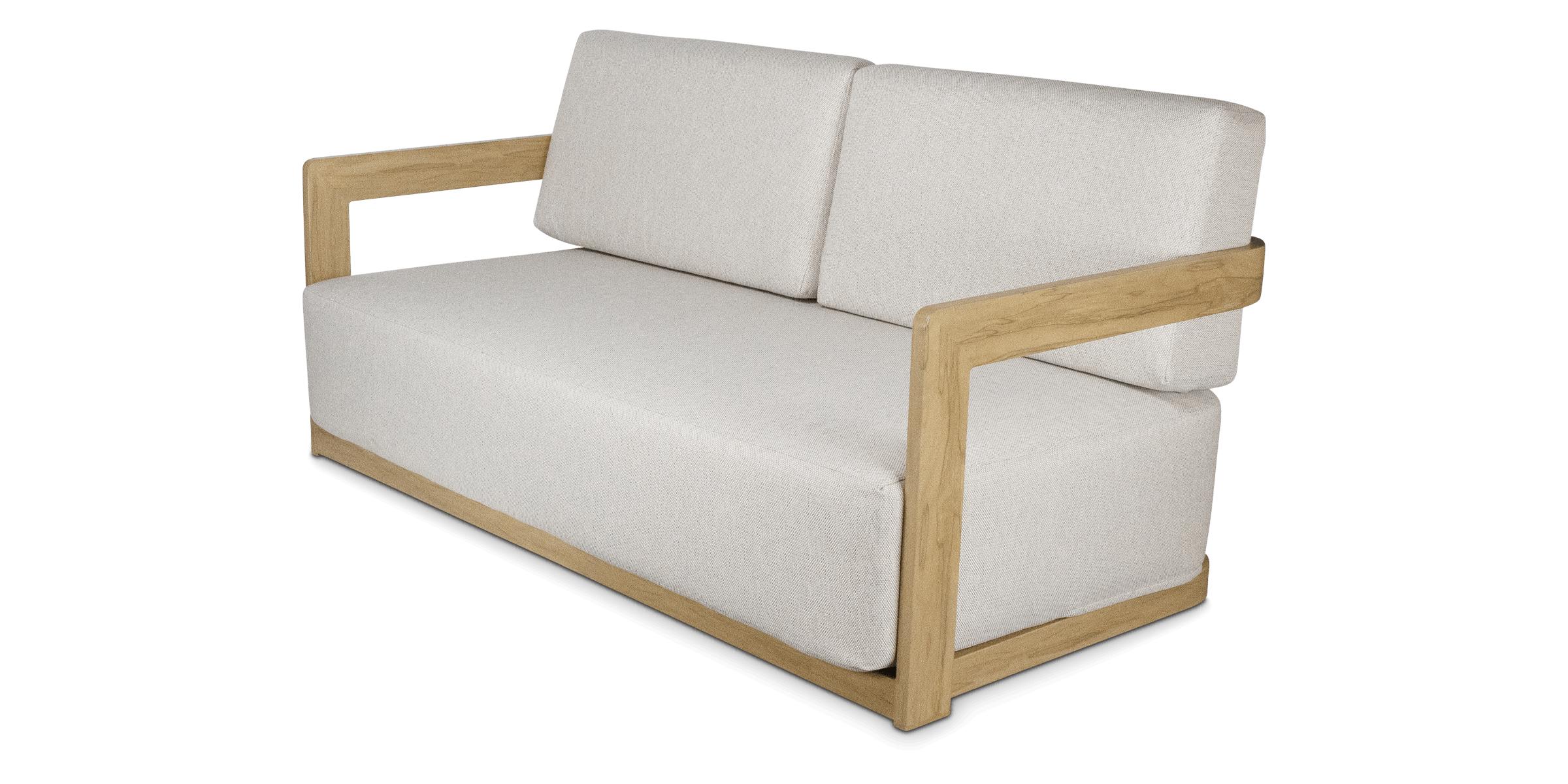 Eclipse 2 Seater in Soft Beige Olefin Cushions and Teak Finish Aluminium Frame
