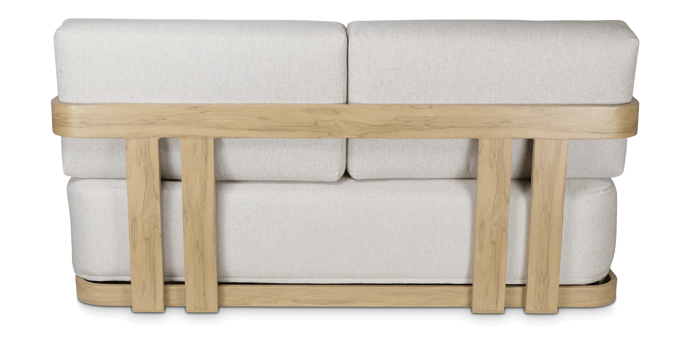 Eclipse 4pc Lounge Set in Sofe Beige Olefin Cushions and Teak Finish Aluminium Frame