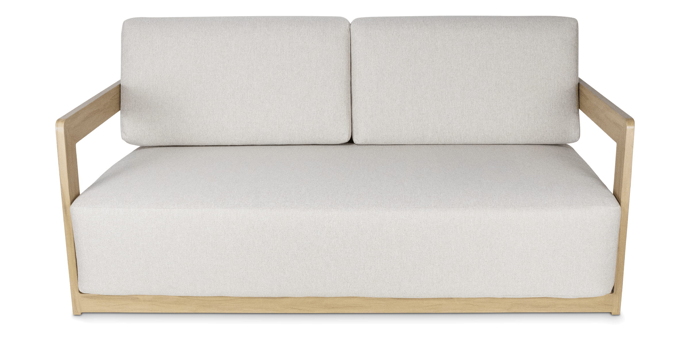 Eclipse 4pc Lounge Set in Sofe Beige Olefin Cushions and Teak Finish Aluminium Frame