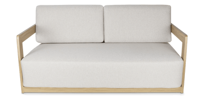 Eclipse 4pc Lounge Set in Sofe Beige Olefin Cushions and Teak Finish Aluminium Frame