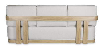 Eclipse 3 Seater with 2 x Armchair and Coffee Table in Sofe Beige Olefin Cushions and Teak Finish Aluminium Frame