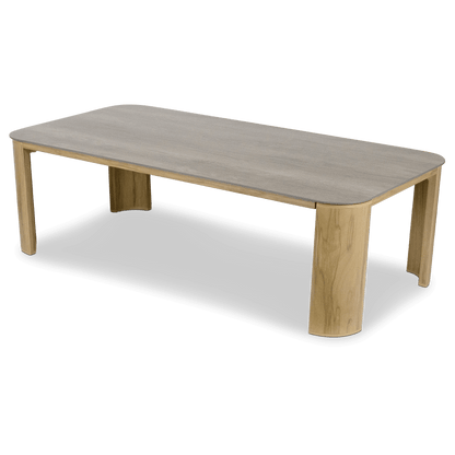 Eclipse 3 Seater with 2 x Armchair and Coffee Table in Sofe Beige Olefin Cushions and Teak Finish Aluminium Frame