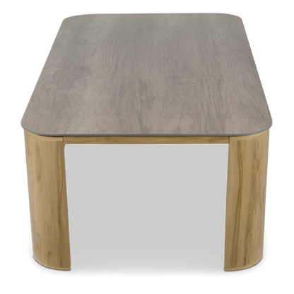 Eclipse Coffee Table with HPL Top and Teak Finish Aluminium Frame