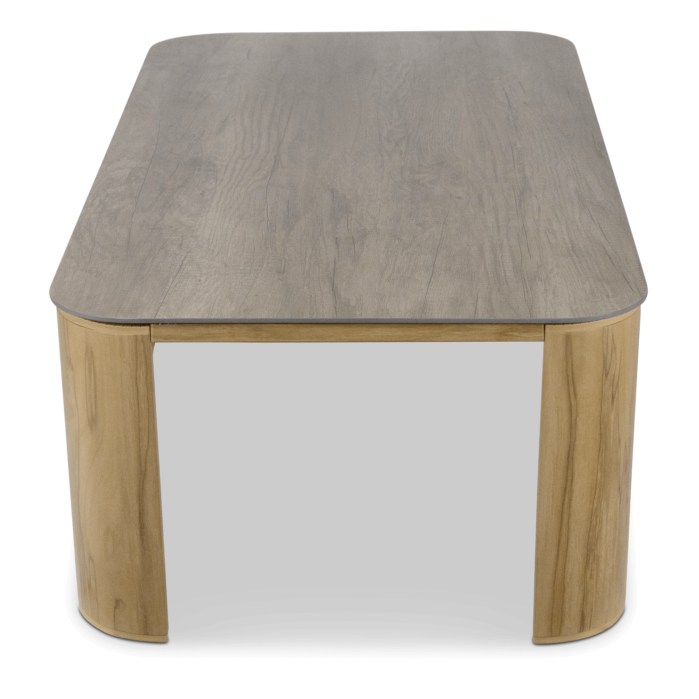 Eclipse 3 Seater with 2 x Armchair and Coffee Table in Sofe Beige Olefin Cushions and Teak Finish Aluminium Frame