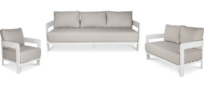 Elements 3 Seater, 2 Seater and Armchair in Arctic White Aluminium Frame