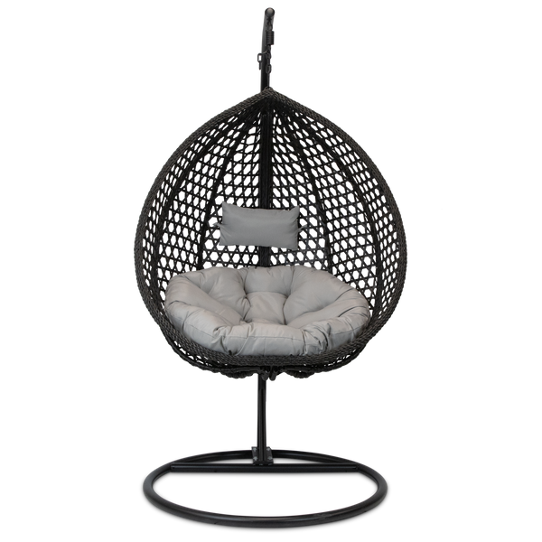 Elements Hanging Pod in Black Wash Rattan and Charcoal SpunPoly Cushion