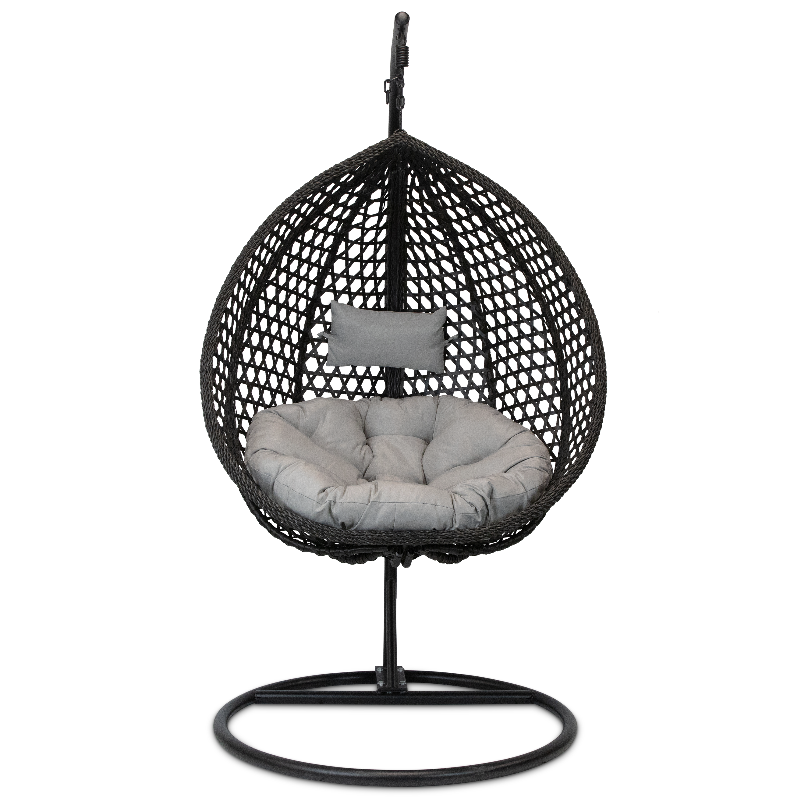 Elements Hanging Pod in Black Wash Rattan and Charcoal SpunPoly Cushion
