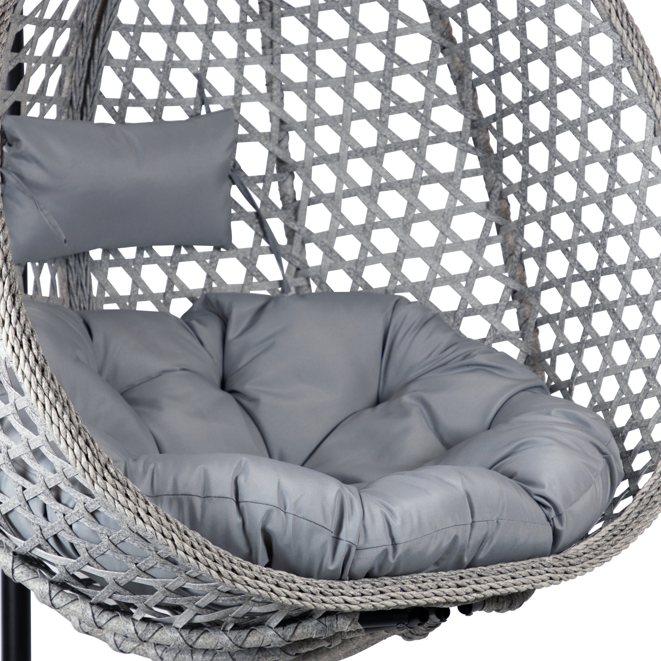 Elements Hanging Pod in Grey Wash Rattan and Charcoal SpunPoly Cushion