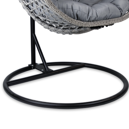 Elements Hanging Pod in Grey Wash Rattan and Charcoal SpunPoly Cushion