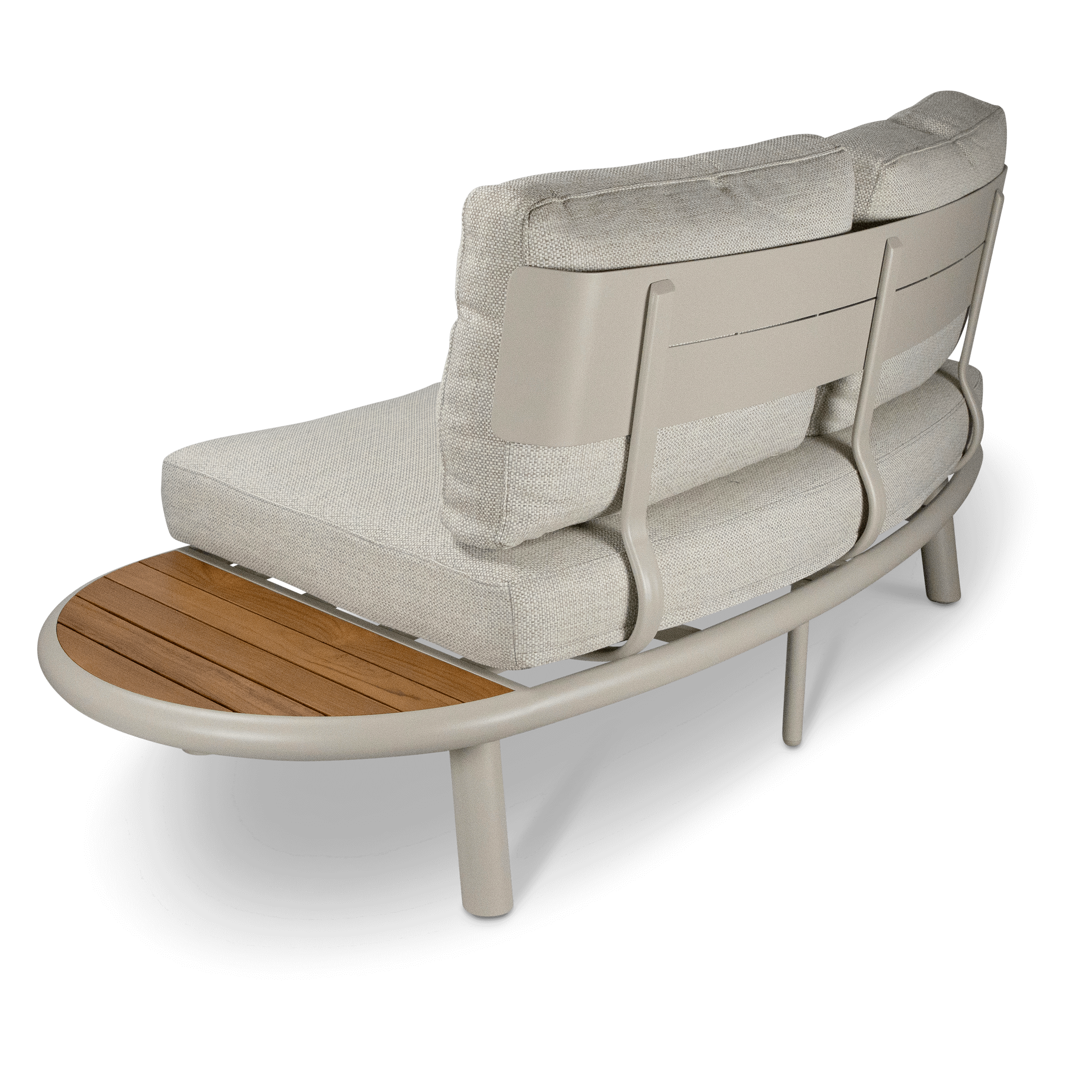 Evoke Curved 4pc Lounge Set in Fawn and Latte Check Cushions