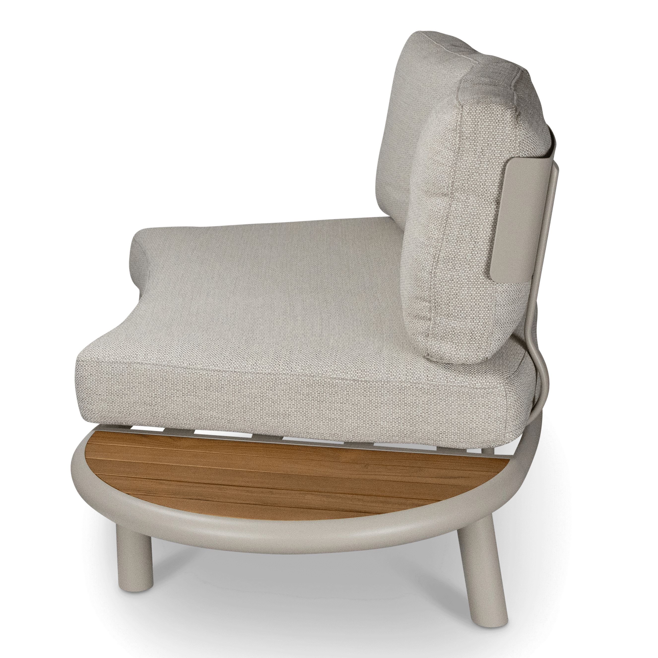 Evoke Curved 4pc Lounge Set in Fawn and Latte Check Cushions