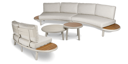 Evoke Curved 4pc Lounge Set in Fawn and Latte Check Cushions