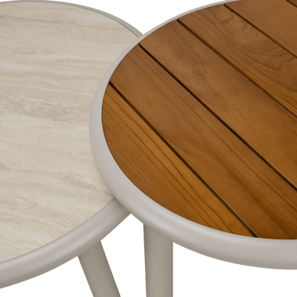 Evoke Curved 4 Seater Lounge (2 Piece) with Coffee and Side Table Set in Fawn