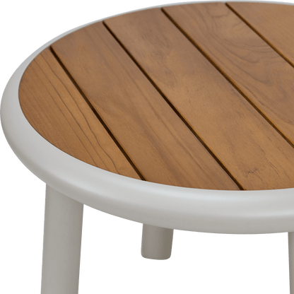 Evoke Side Table in Fawn with Teak Top
