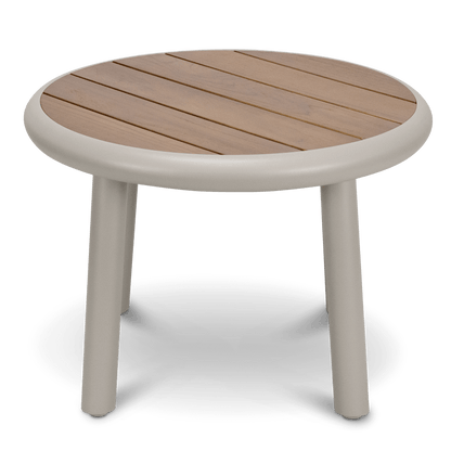Evoke Side Table in Fawn with Teak Top