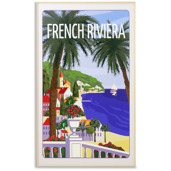 French Riviera - 60 x 100cm Outdoor UV Wall Art with Beech Aluminium Frame