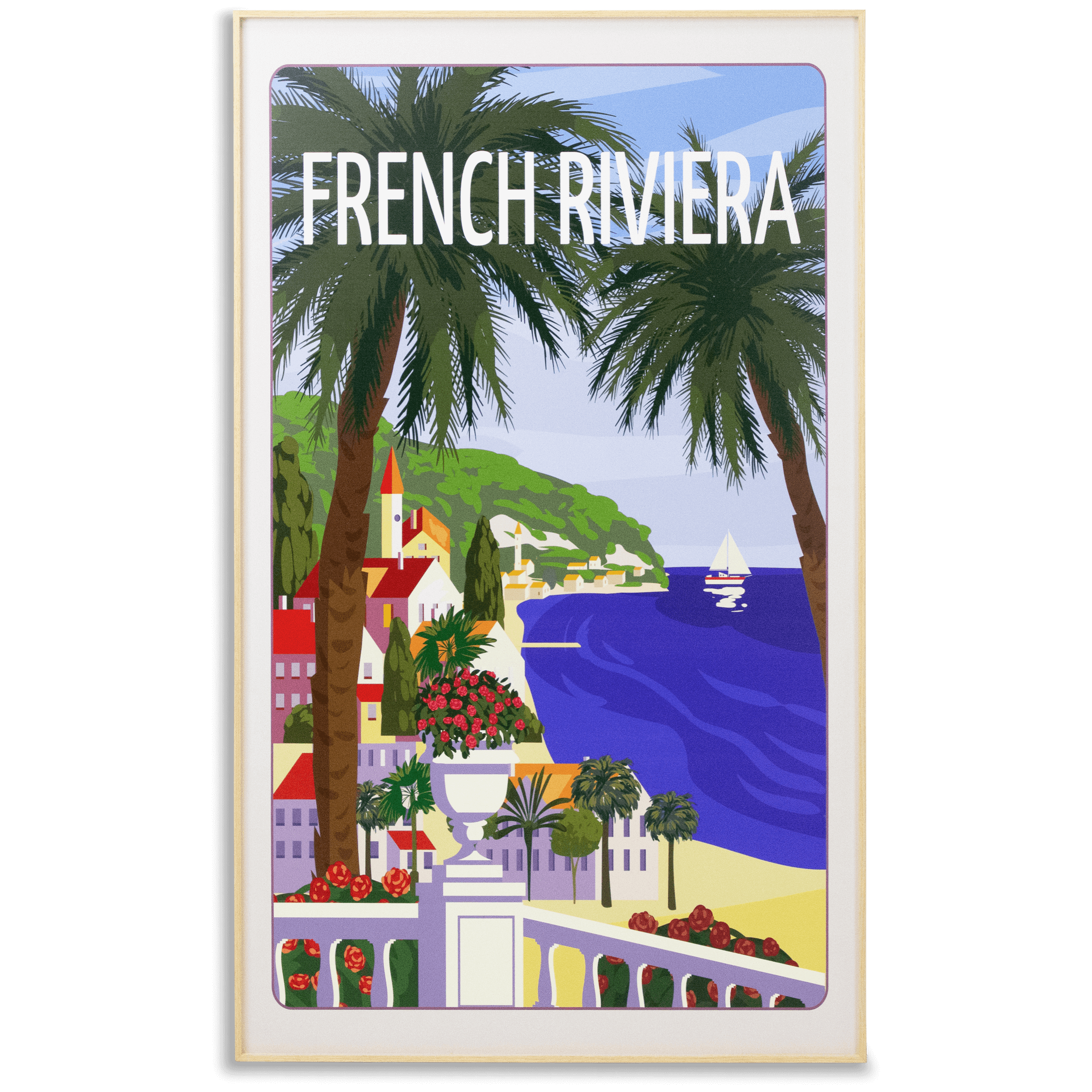 *IN STORE PICK UP ONLY* French Riviera - 60 x 100cm Outdoor UV Wall Art with Beech Aluminium Frame