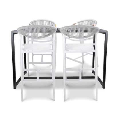 Santorini Rectangle 5pc Bar Suite in Gunmetal Aluminium with Amalfi Bar Stools