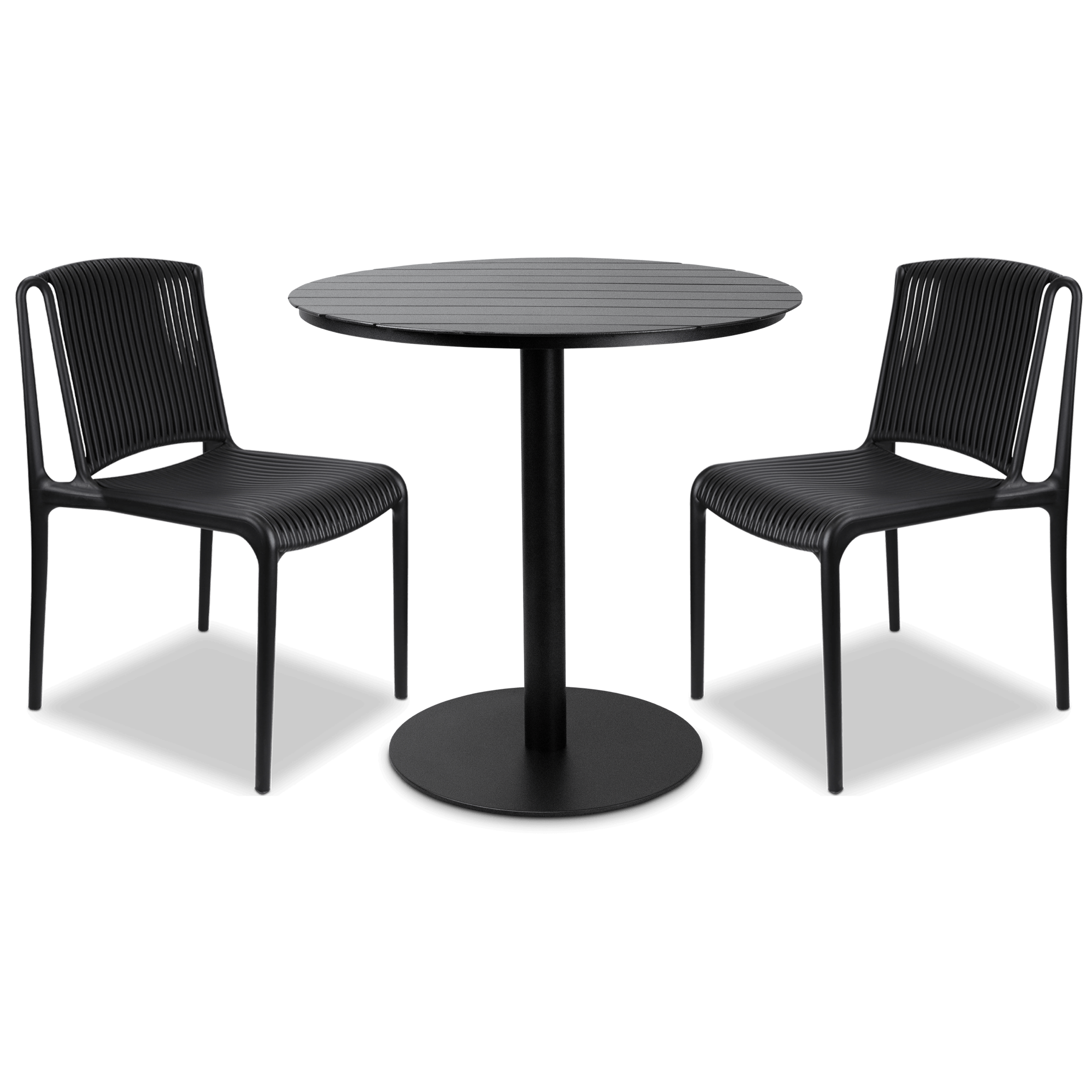 Cafe Collection Round 3pc Dining Suite in Gunmetal with UV Plastic Chairs (PP)