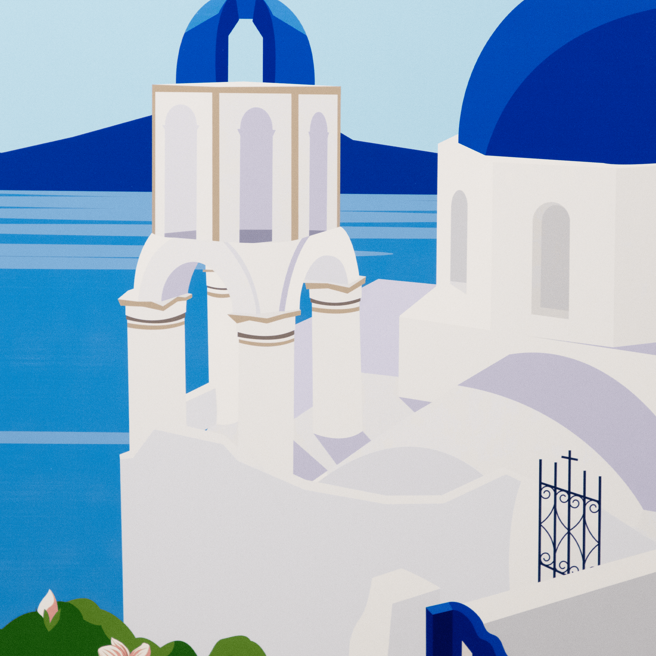 *IN STORE PICK UP ONLY* Greece Santorini - 60 x 100cm Outdoor UV Wall Art with Beech Aluminium Frame