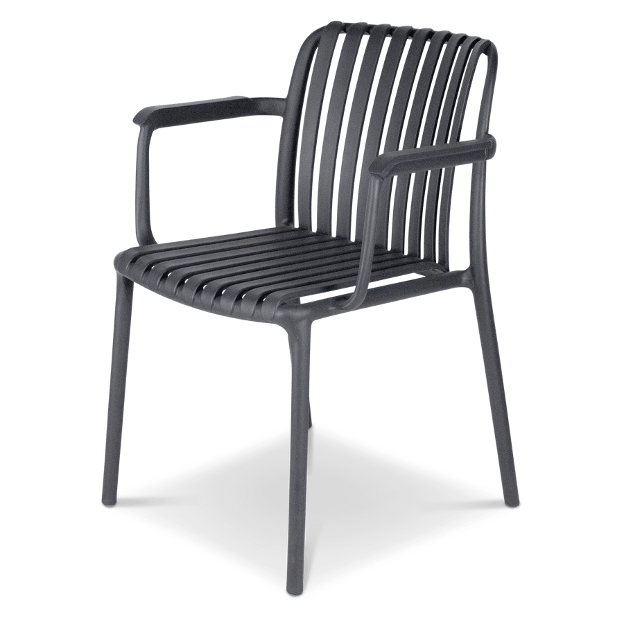 Salerno UV Polypropylene Premium Dining Chair with Arm in Gunmetal