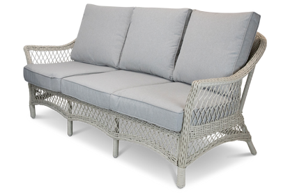 Hamptons 3 Seater in Surfmist Wicker and Dune Spunpoly Cushions - The Furniture Shack