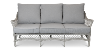 Hamptons 3 Seater in Surfmist Wicker and Dune Spunpoly Cushions - The Furniture Shack