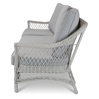 Hamptons 3 Seater in Surfmist Wicker and Dune Spunpoly Cushions - The Furniture Shack