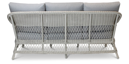 Hamptons 3 Seater in Surfmist Wicker and Dune Spunpoly Cushions - The Furniture Shack