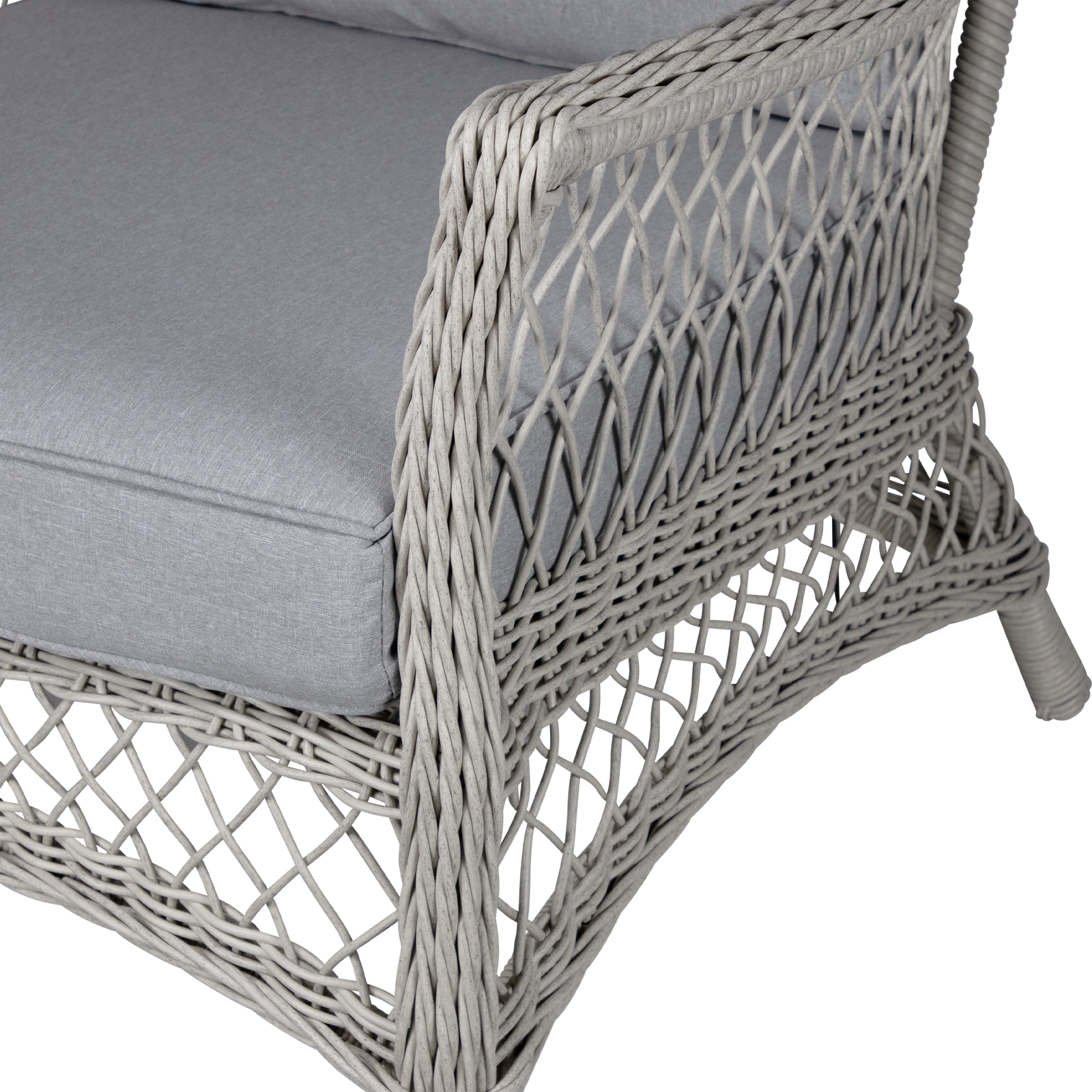 Hamptons 3 Seater in Surfmist Wicker and Dune Spunpoly Cushions - The Furniture Shack