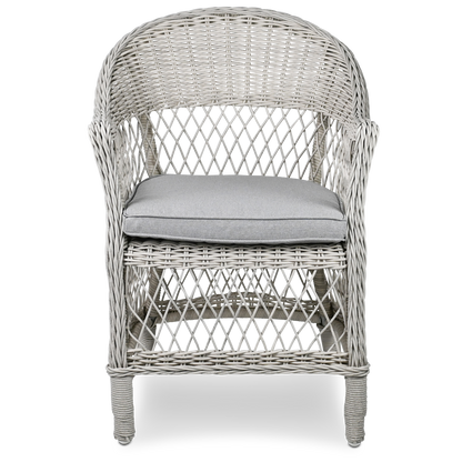 Hamptons Dining Chair in Surfmist Wicker and Dune Spunpoly Cushions - The Furniture Shack