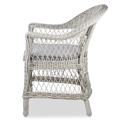 Hamptons Dining Chair in Surfmist Wicker and Dune Spunpoly Cushions - The Furniture Shack