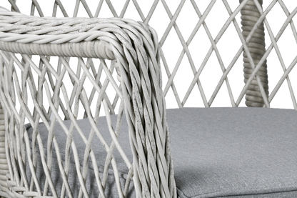 Hamptons Dining Chair in Surfmist Wicker and Dune Spunpoly Cushions - The Furniture Shack