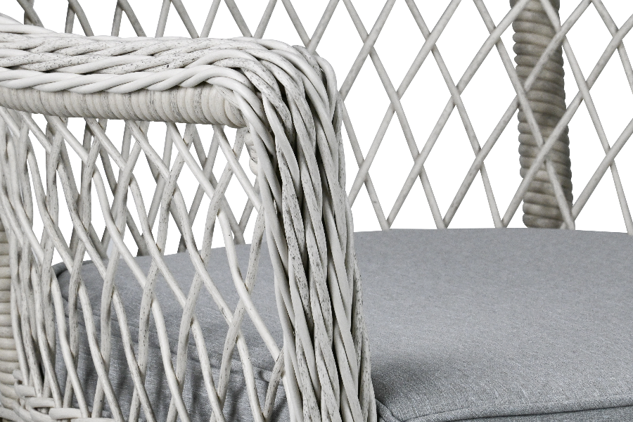 Hamptons Dining Chair in Surfmist Wicker and Dune Spunpoly Cushions - The Furniture Shack