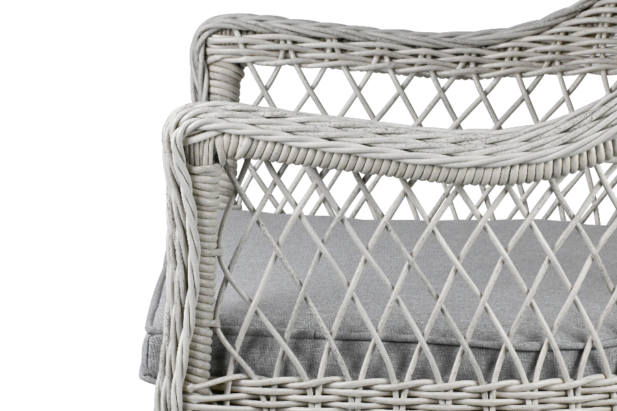 Hamptons Dining Chair in Surfmist Wicker and Dune Spunpoly Cushions - The Furniture Shack