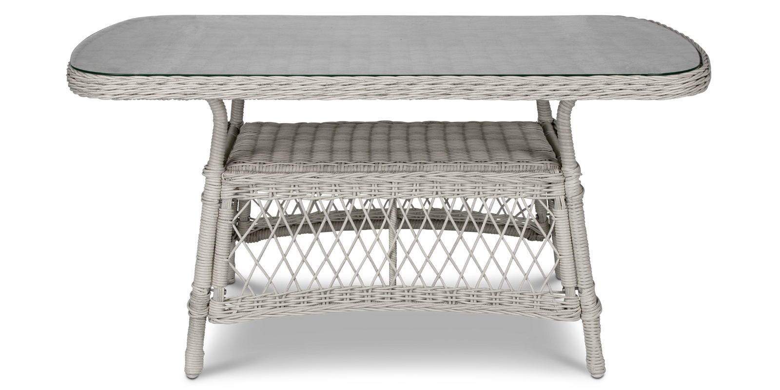 Hamptons Hybrid Coffee Table in Surfmist Wicker with Glass Top - The Furniture Shack
