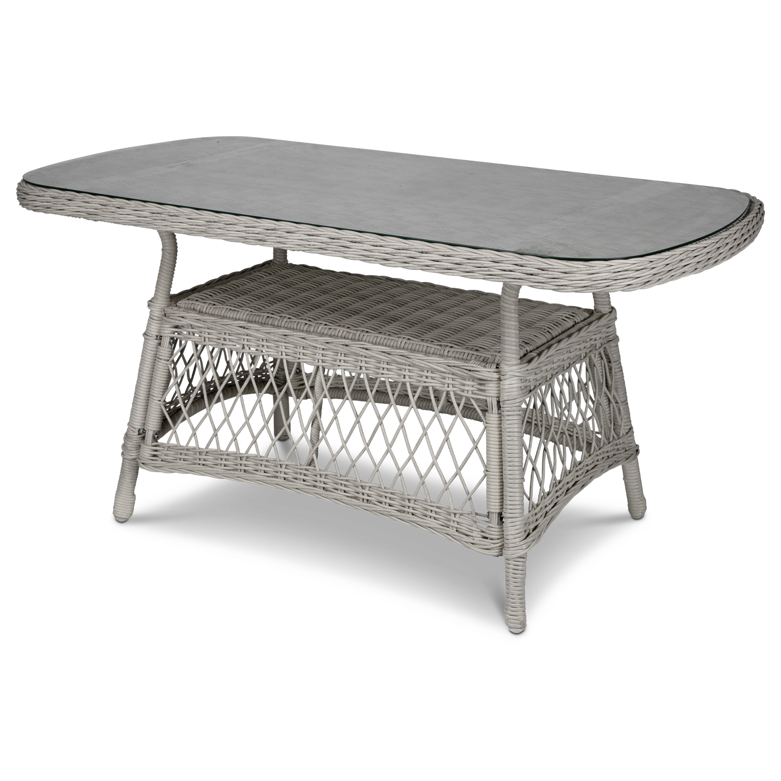 Hamptons Hybrid Coffee Table in Surfmist Wicker with Glass Top - The Furniture Shack