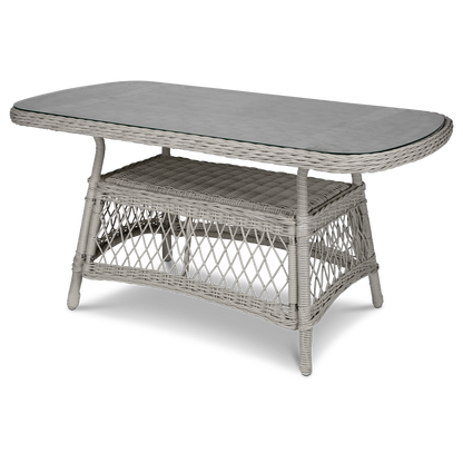 Hamptons Hybrid Coffee Table in Surfmist Wicker with Glass Top - The Furniture Shack