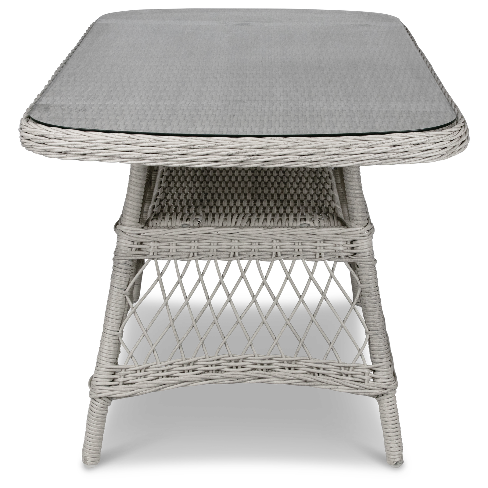 Hamptons Hybrid Coffee Table in Surfmist Wicker with Glass Top - The Furniture Shack