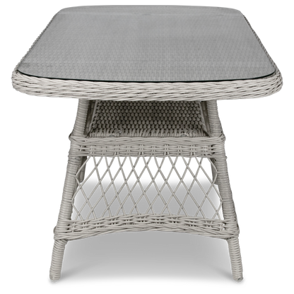 Hamptons Hybrid Coffee Table in Surfmist Wicker with Glass Top - The Furniture Shack