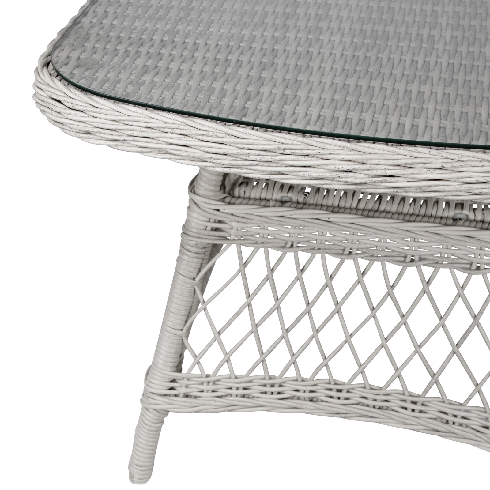 Hamptons Hybrid Coffee Table in Surfmist Wicker with Glass Top - The Furniture Shack