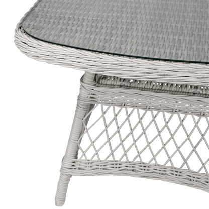 Hamptons Hybrid Coffee Table in Surfmist Wicker with Glass Top - The Furniture Shack