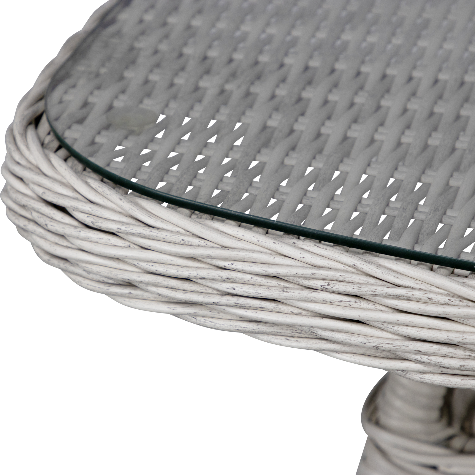 Hamptons Hybrid Coffee Table in Surfmist Wicker with Glass Top - The Furniture Shack