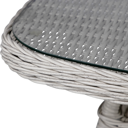 Hamptons Hybrid Coffee Table in Surfmist Wicker with Glass Top - The Furniture Shack